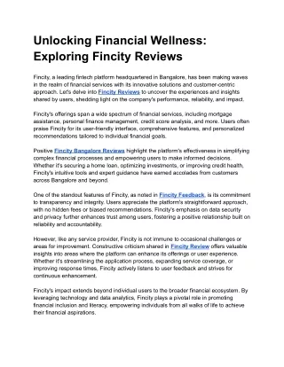 Unlocking Financial Wellness_ Exploring Fincity Reviews