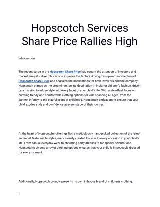 hopscotch services share price rallies high