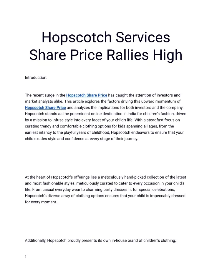 hopscotch services share price rallies high