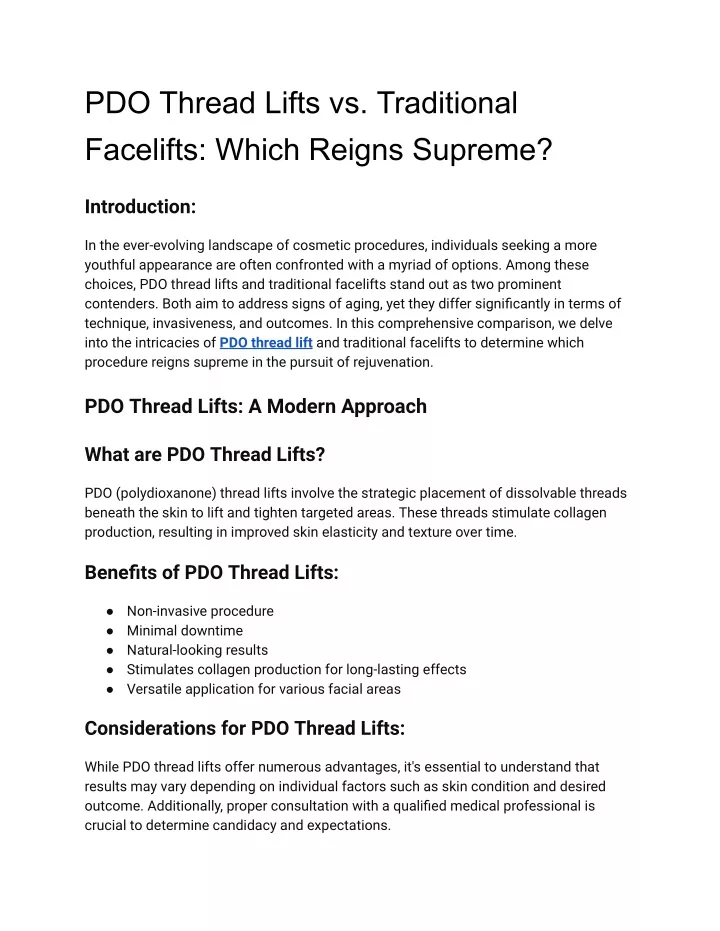 pdo thread lifts vs traditional facelifts which