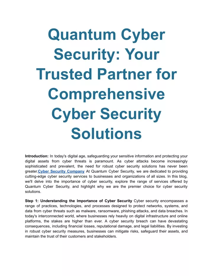 quantum cyber security your trusted partner