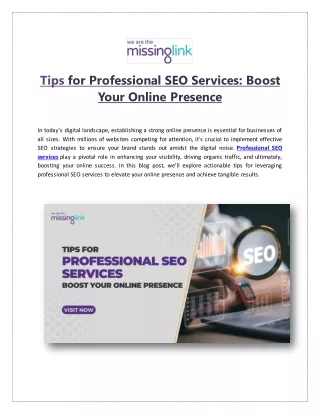 Tips for Professional SEO Services Boost Your Online Presence