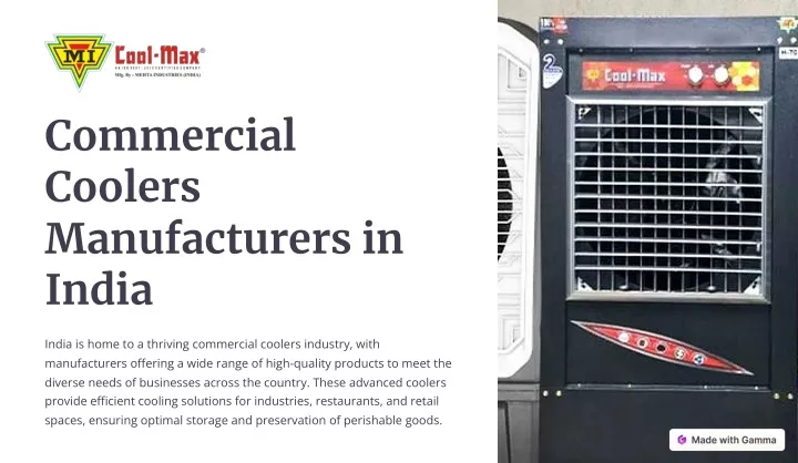 commercial coolers manufacturers in india