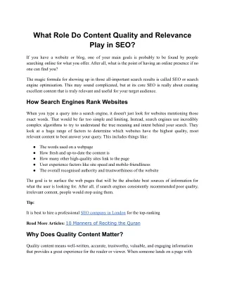 what role do content quality and relevance play