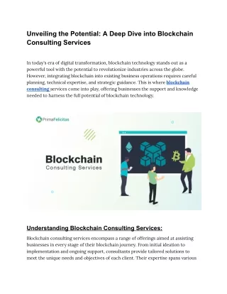 Unveiling the Potential_ A Deep Dive into Blockchain Consulting Services