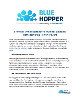 Branding with BlueHopper's Outdoor Lighting: Harnessing the Power of Light