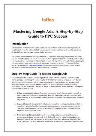 Mastering Google Ads: A Step-by-Step Guide to PPC Success