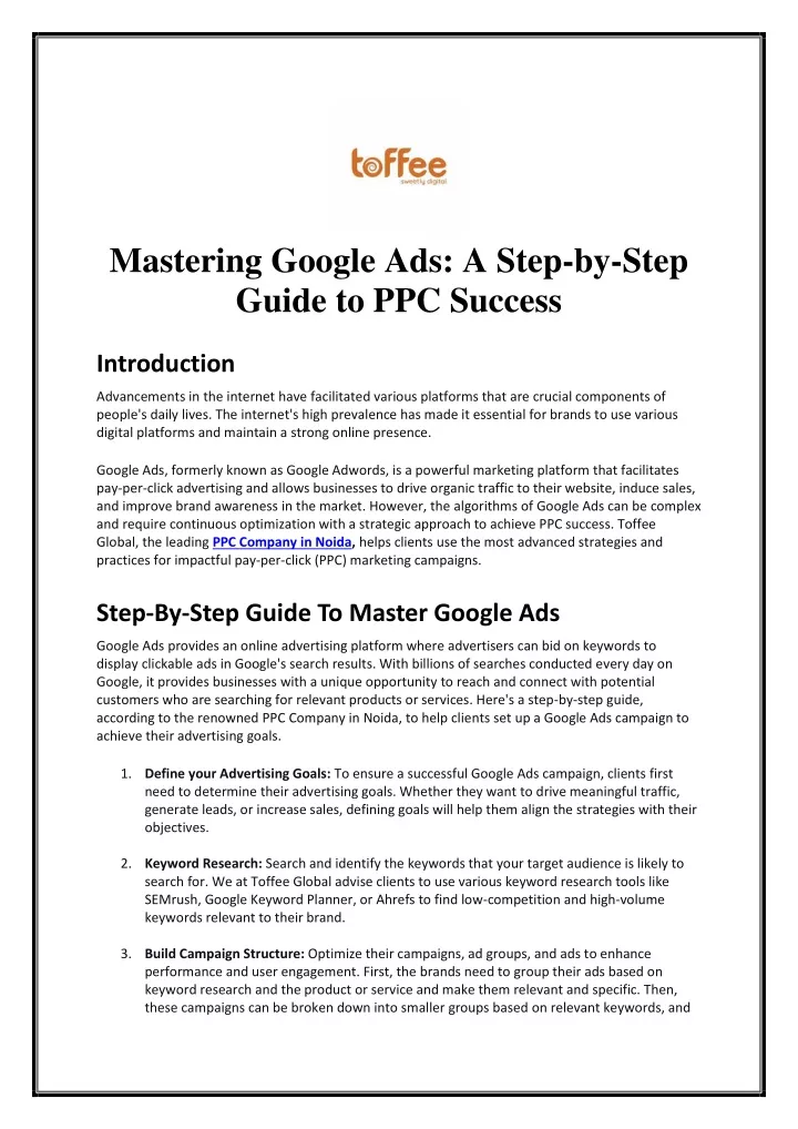 mastering google ads a step by step guide