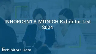 INHORGENTA MUNICH Exhibitor List 2024