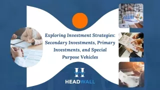 Exploring Investment Strategies Secondary Investments, Primary Investments, and Special Purpose Vehicles