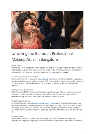 Elevate Your Beauty: Discover Top Professional Makeup Artists in Bangalore for F