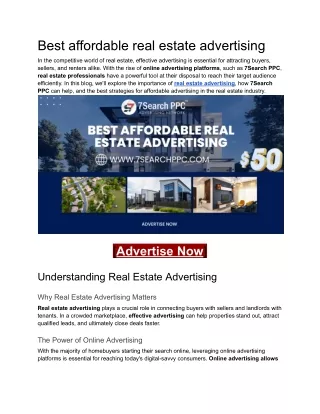 Best affordable real estate advertising