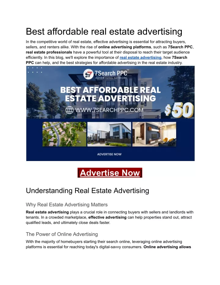 best affordable real estate advertising