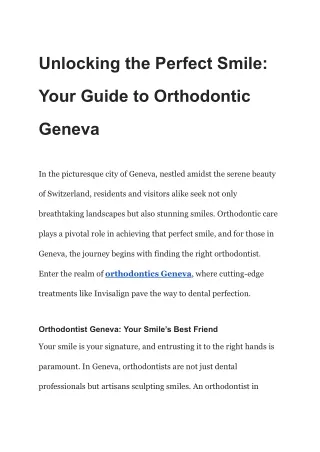 Unlocking the Perfect Smile_ Your Guide to Orthodontic Geneva