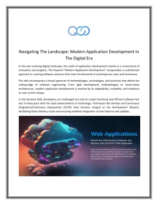 Navigating The Landscape - Modern Application Development In The Digital Era