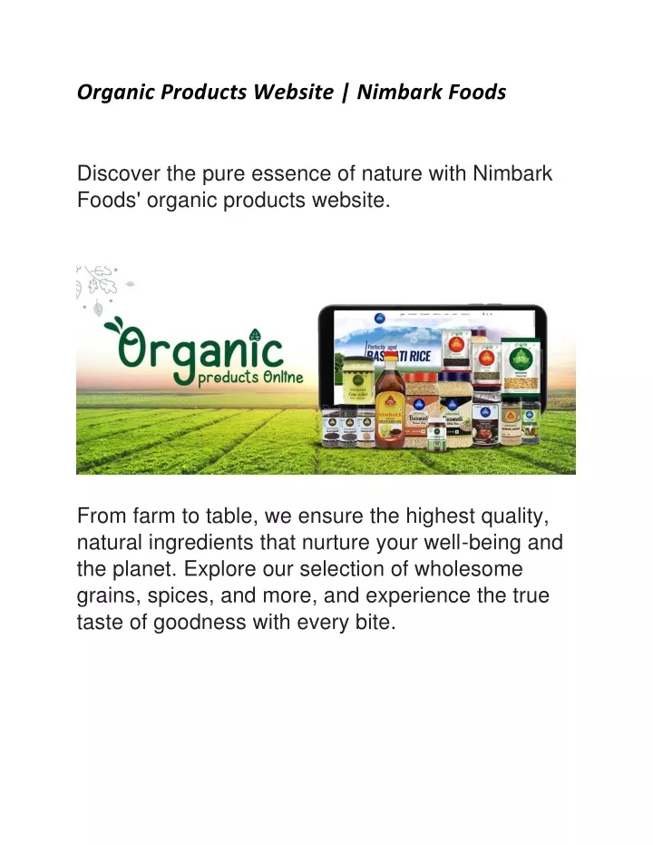 organic products website nimbark foods discover