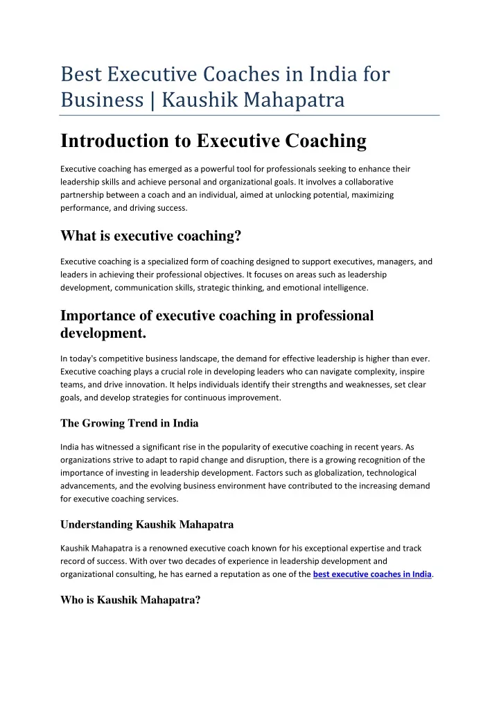 best executive coaches in india for business