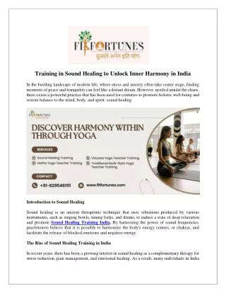Training in Sound Healing to Unlock Inner Harmony in India