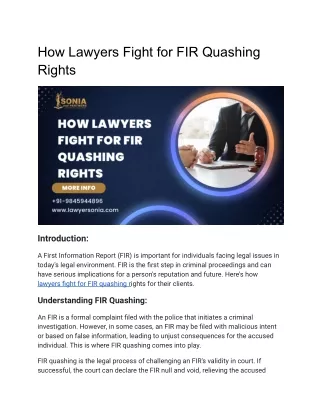 How Lawyers Fight for FIR Quashing Rights