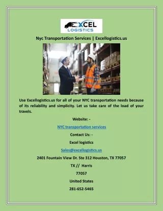 nyc transportation services excellogistics us