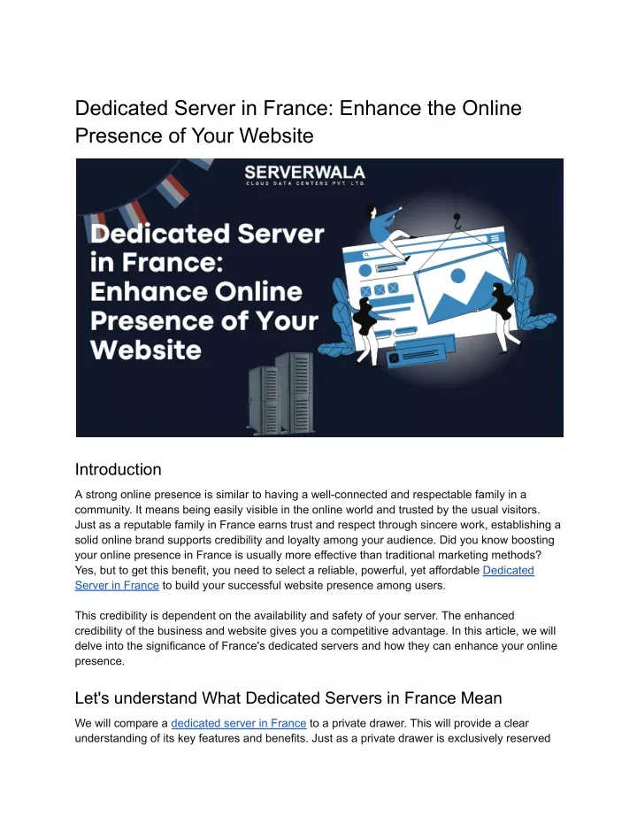 dedicated server in france enhance the online