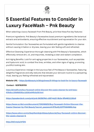 5 Essential Features to Consider in Luxury FaceWash – Pnk Beauty