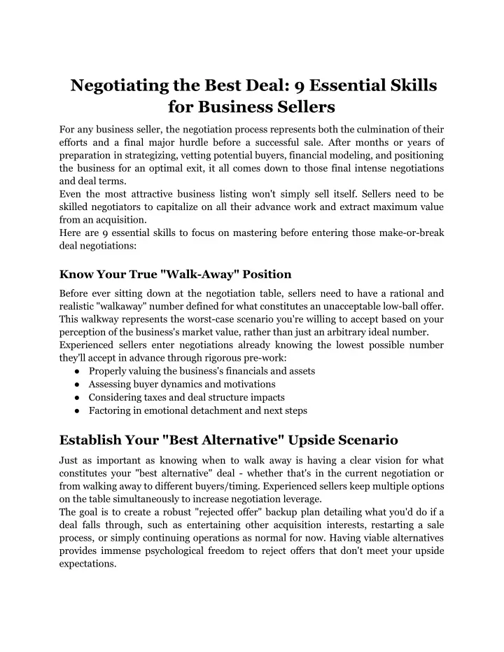 negotiating the best deal 9 essential skills