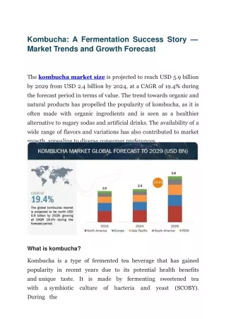 Kombucha: A Fermentation Success Story — Market Trends and Growth Forecast
