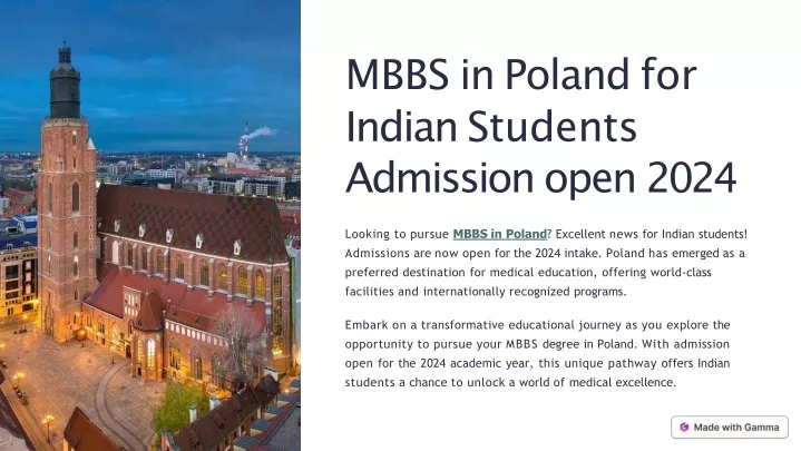 mbbs in poland for indian students admission open 2024