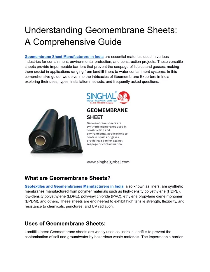 understanding geomembrane sheets a comprehensive