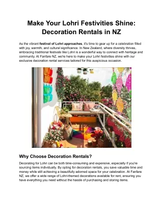 Make Your Lohri Festivities Shine_ Decoration Rentals in NZ