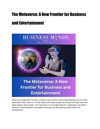 The Metaverse_ A New Frontier for Business and Entertainment