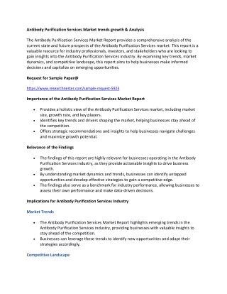 antibody purification services market trends