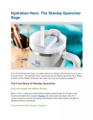 Hydration Hero: The Stanley Quencher Saga