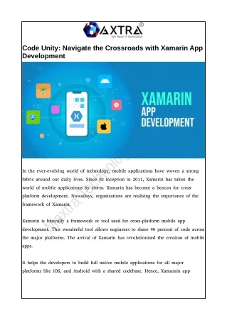 Code Unity: Navigate the Crossroads with Xamarin App Development