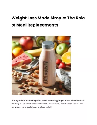 Can Meal Replacement Help with Weight Loss?