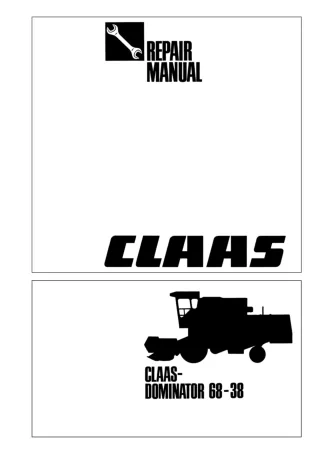 CLAAS DOMINATOR 68-38 Combine Service Repair Manual Instant Download