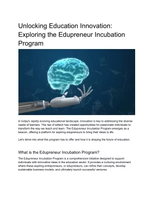 _Exploring the Edupreneur Incubation Program_ A Gateway to Educational Innovation