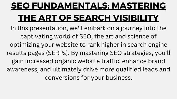 seo fundamentals mastering the art of search