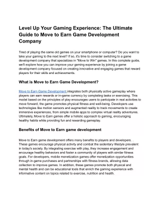 Level Up Your Gaming Experience_ The Ultimate Guide to Move to Earn Game Development Company