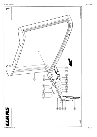 CLAAS DOMINATOR 88 VX Combine Parts Catalogue Manual Instant Download (SN 09208000-09249999)