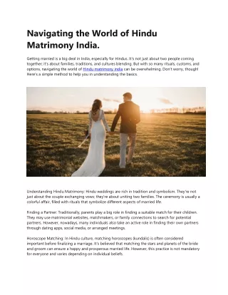 Navigating the World of Hindu Matrimony India