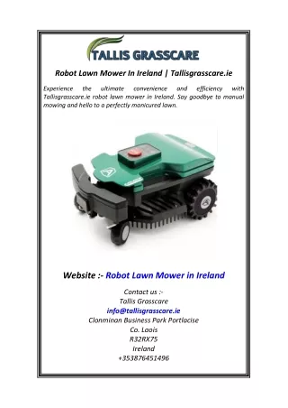 Robot Lawn Mower In Ireland  Tallisgrasscare.ie