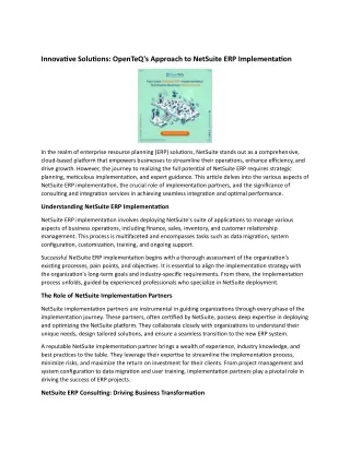 innovative solutions openteq s approach