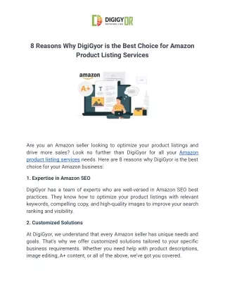 8 Reasons Why DigiGyor is the Best Choice for Amazon Product Listing Services