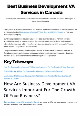 Best Business Development VA Services in Canada