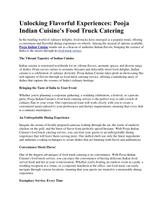 indian food truck catering - Pooja Indian Cuisine