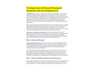 The Importance of Financial Planning for Businesses with Accounting Services