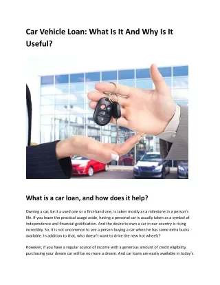What is a car loan, and how does it help?