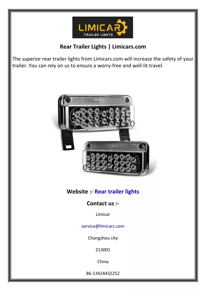 rear trailer lights limicars com